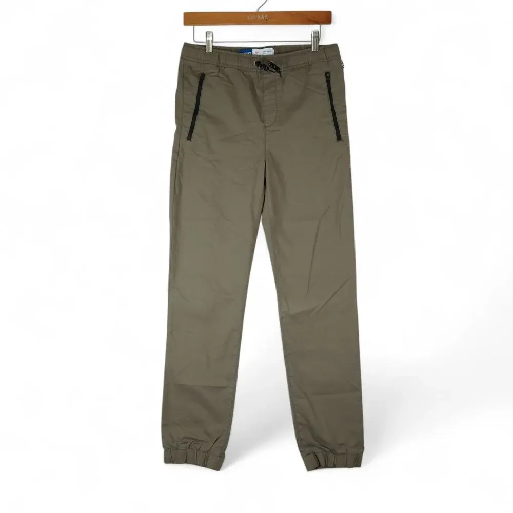Old Navy Tech Jogger Youth XXL (18) Brown Built in Flex Zip Pockets Drawstrings